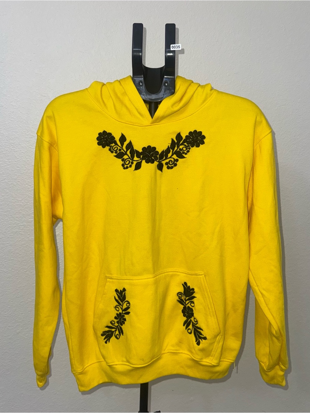 Yellow hand embroidered Floral Hoodie Sweatshirt - Women's Casual Hoodie